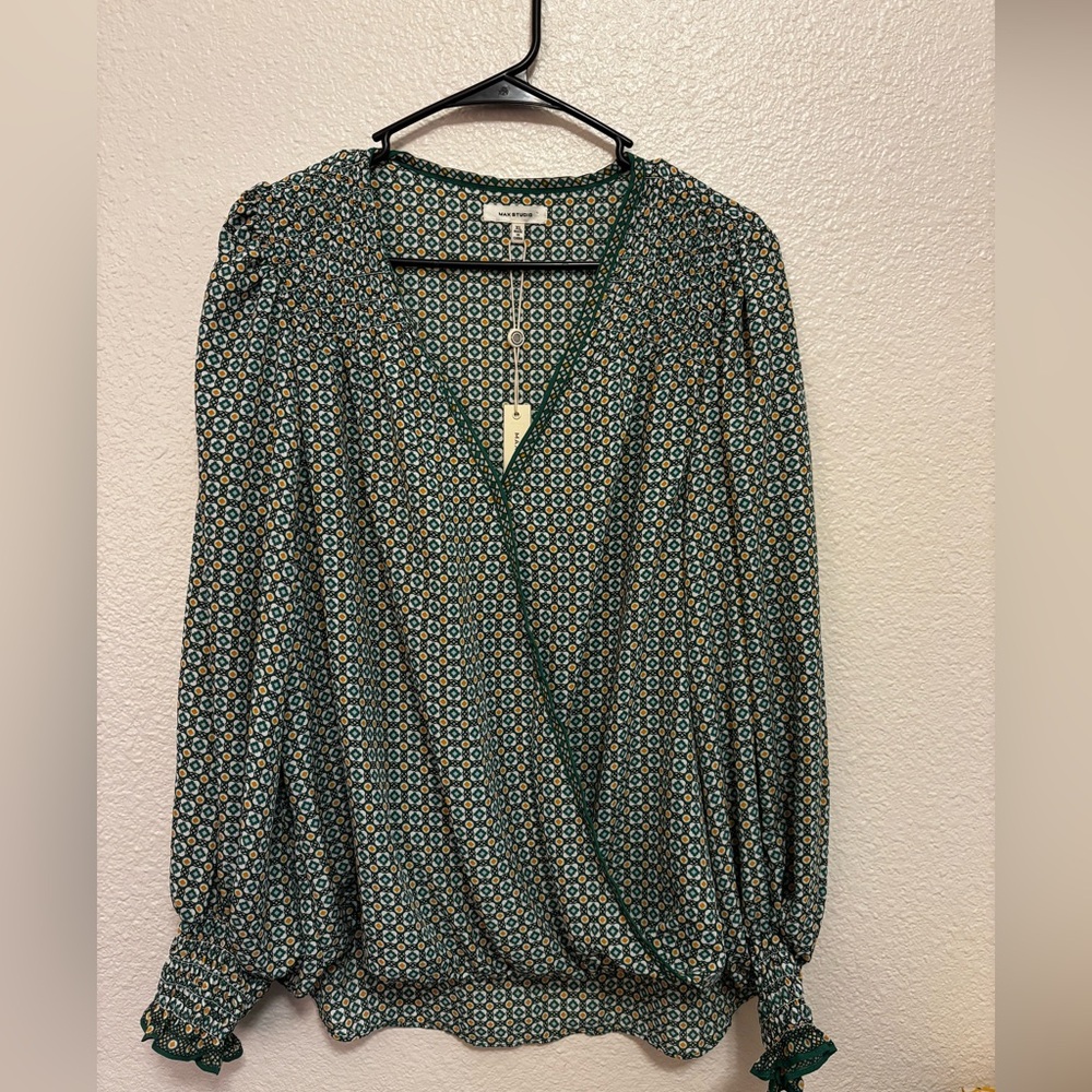 Green Patterned Women's Top